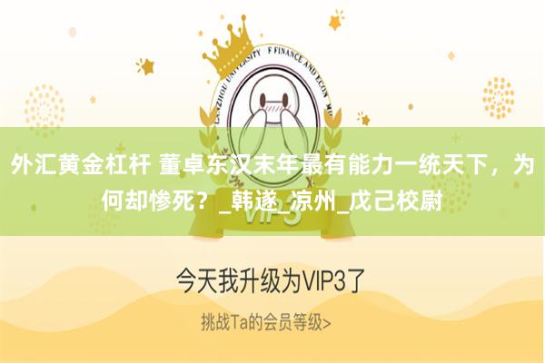 外汇黄金杠杆 董卓东汉末年最有能力一统天下，为何却惨死？_韩遂_凉州_戊己校尉
