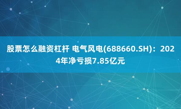 股票怎么融资杠杆 电气风电(688660.SH)：2024年净亏损7.85亿元