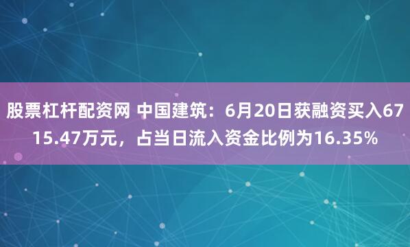 股票杠杆配资网 中国建筑：6月20日获融资买入6715.47万元，占当日流入资金比例为16.35%